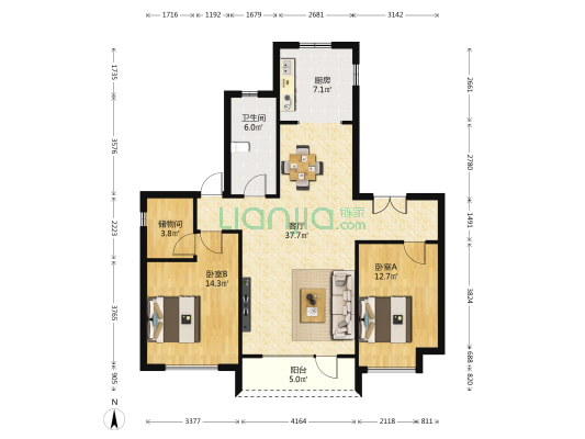 碧桂园太阳城八栋洋房 2室1厅1卫 112平方