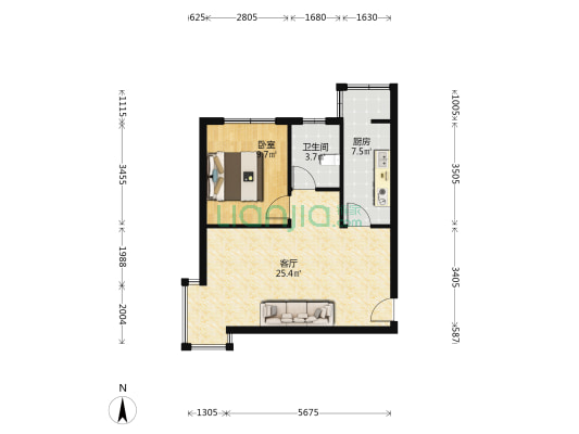 汇元京品 1室1厅1卫 65平方