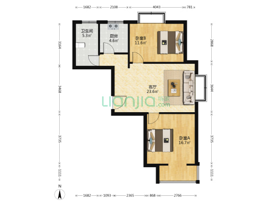 龙海家园D区 2室1厅1卫 91平方