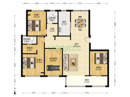 白银时代(三期) 4室1厅2卫 145平方