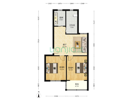 竹园小区(嘉定) 2室1厅1卫 82平方