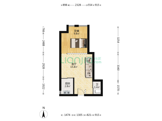 安通缘梦天地 1室1厅1卫 52平方