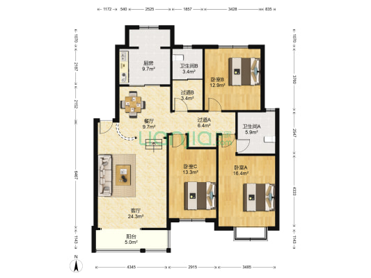 山澜乡韵 3室2厅2卫 134平方