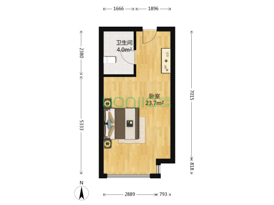 融创御园 1室0厅1卫 39平方
