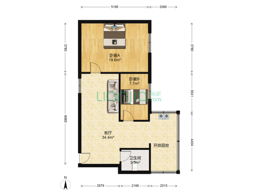土地局家属楼 2室1厅1卫 78平方