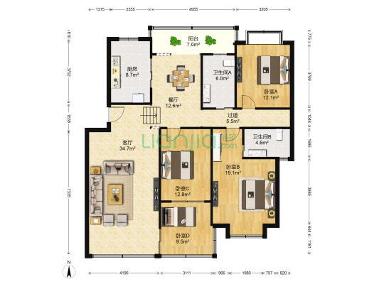 康怡亲水楼台 4室2厅2卫 147平方