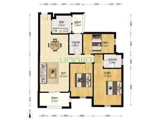 星港城市名都B区 3室2厅2卫 113平方