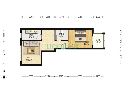 户型方正，采光充足，交通便利 生活配套齐全-户型图