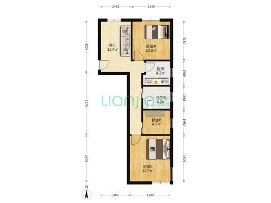 上南路3349弄 3室1厅1卫 64平方
