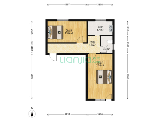 汾西重工新建社区 2室0厅1卫 58平方