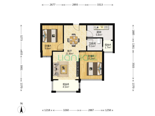 上水花苑 2室1厅1卫 70平方
