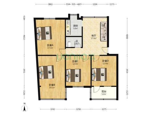 庆丰路花苑新村 4室1厅1卫 65平方