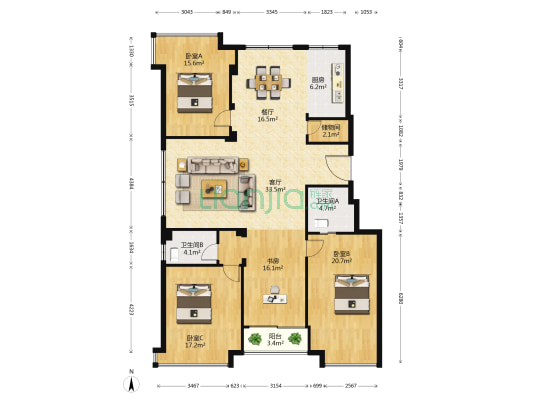 永庆南路 4室2厅2卫 157平方