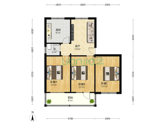裕华小区北区 3室1厅1卫 87平方