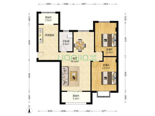 四季嘉园 2室1厅1卫 91平方