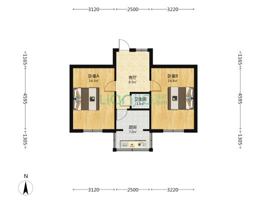 邯运5号院 2室1厅1卫 55平方