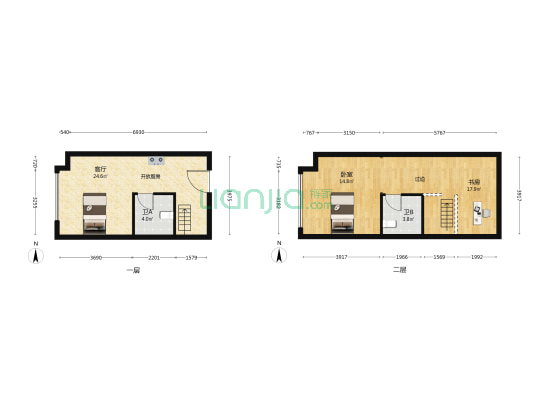 龙湖天曜府 2室1厅2卫 50平方