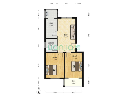 文慧园 2室1厅1卫 78平方