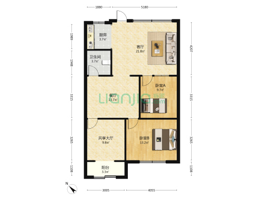 杨祠街南一巷22号 2室3厅1卫 79平方