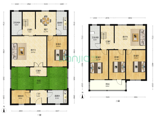 农发行家属区 4室3厅2卫 190平方