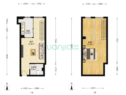 锦艺设计师大厦 1室1厅1卫 51平方