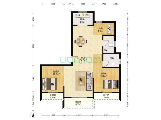 如意云庭 3室1厅2卫 117平方