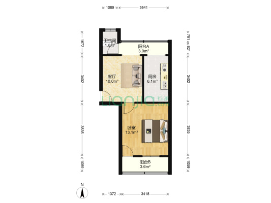 湾塘一巷 1室1厅1卫 44平方