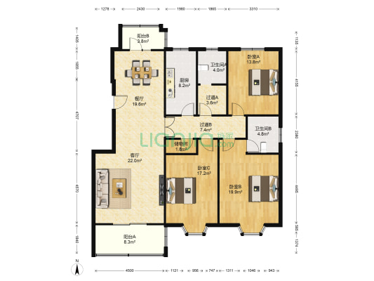 省卫计生委宿舍 3室2厅2卫 156平方