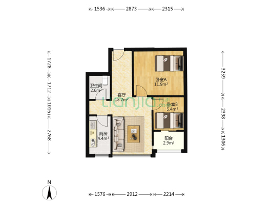育龙香苑 2室1厅1卫 59平方