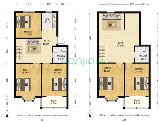 春江佳苑北区 1室2厅2卫 86平方