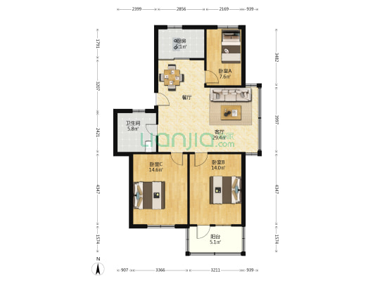 金佳园 3室1厅1卫 99平方