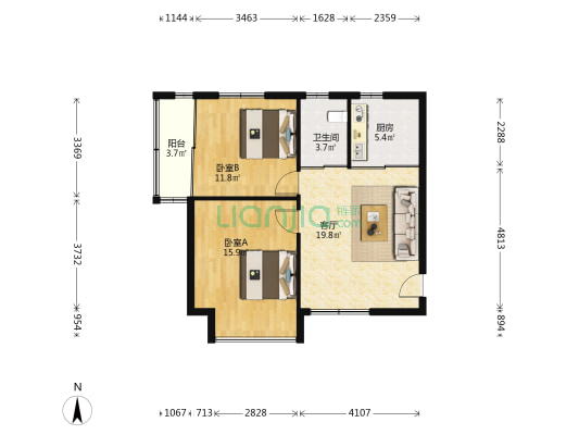 海琴湾宜利苑 2室1厅1卫 76平方