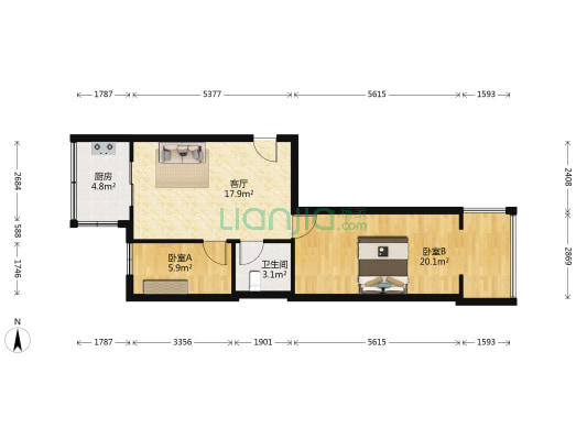 永泰家园 2室1厅1卫 68平方