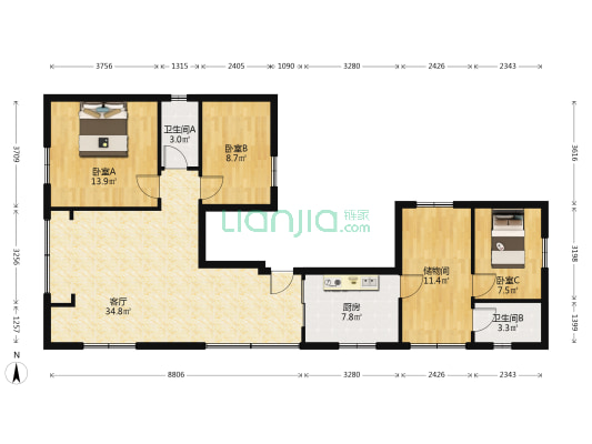 沙滘 3室1厅2卫 479平方