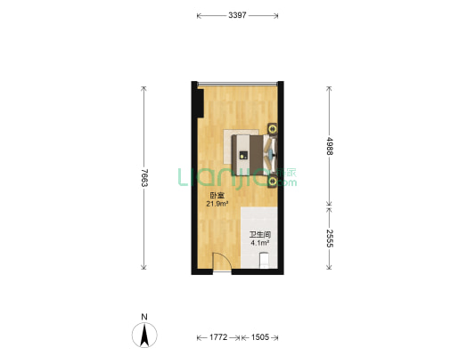 江畔铭座 1室0厅1卫 40平方