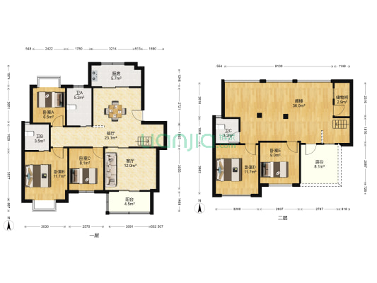 方家新村 5室2厅3卫 172平方