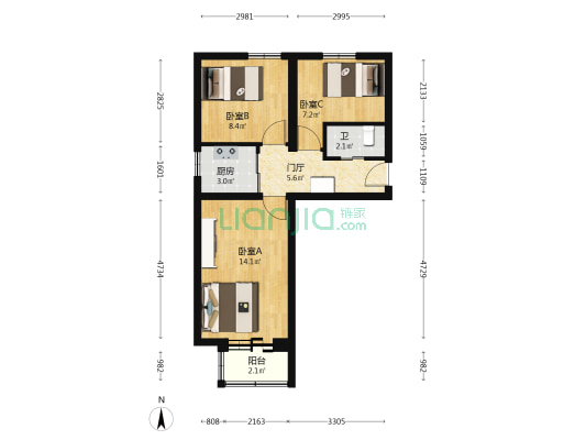 灯市口大街27号院 3室0厅1卫 56平方