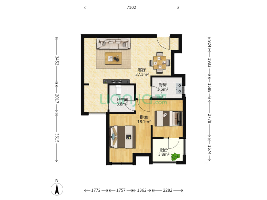 国际百纳 1室1厅1卫 72平方