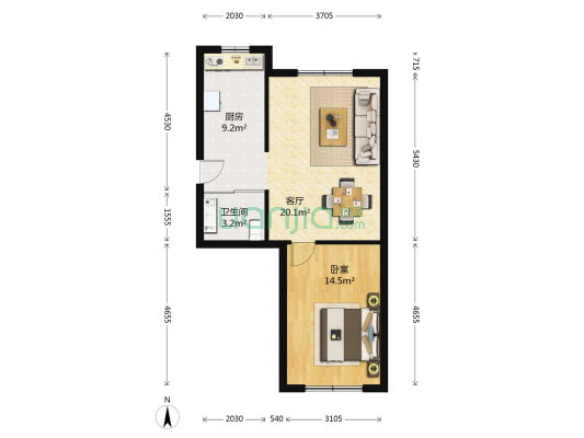 西山小区 1室1厅1卫 61平方