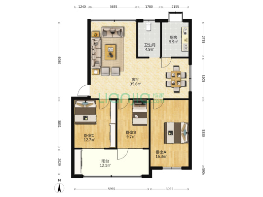 卫校家属院(襄城区) 3室1厅1卫 111平方