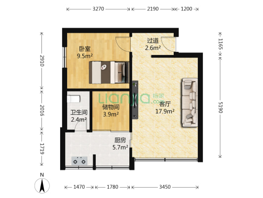 东林巷5号 1室1厅1卫 43平方