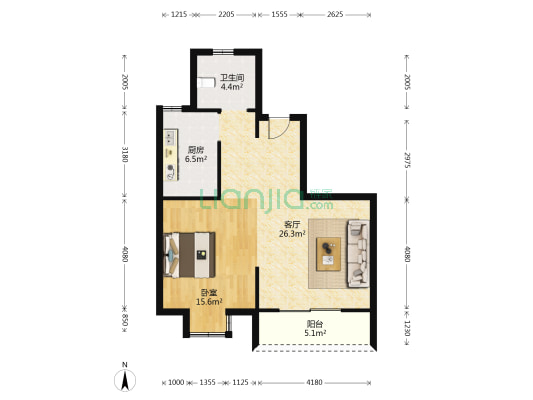 嘉禾园东区 1室1厅1卫 71平方