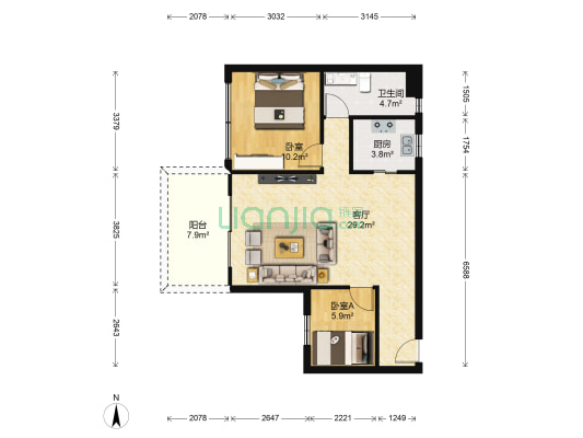 尚海棠 2室1厅1卫 66平方