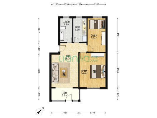 水丰路61弄 2室1厅1卫 70平方
