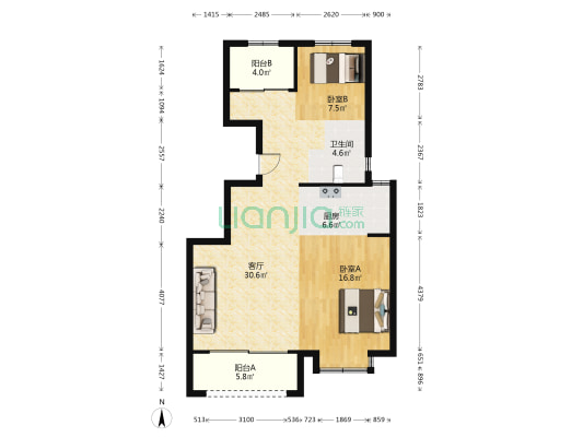 龙鑫佳苑 2室1厅1卫 96平方