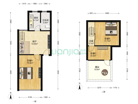 青岚嘉园 3室1厅1卫 46平方