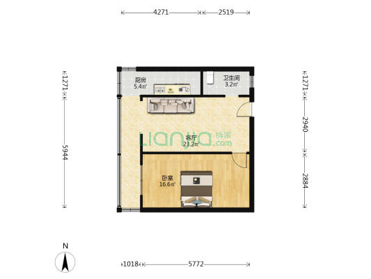 市西路590号 1室1厅1卫 55平方