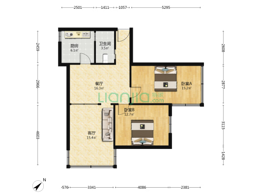 二七路6号 2室2厅1卫 84平方
