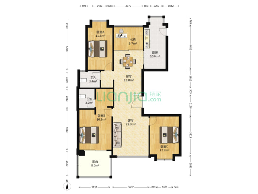 万达华府东区 4室2厅2卫 137平方