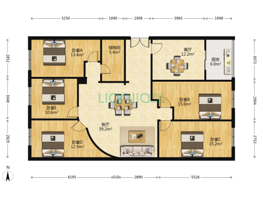 旅游大厦 5室2厅0卫 159平方